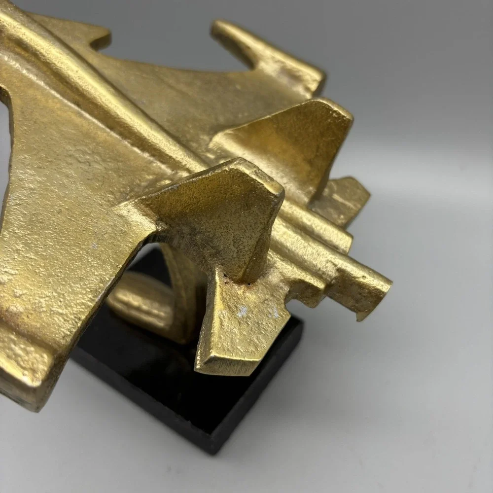 Brass Colored Metal Military Air ForceSU-30 MKI Fighter Jet On Black Marble base
